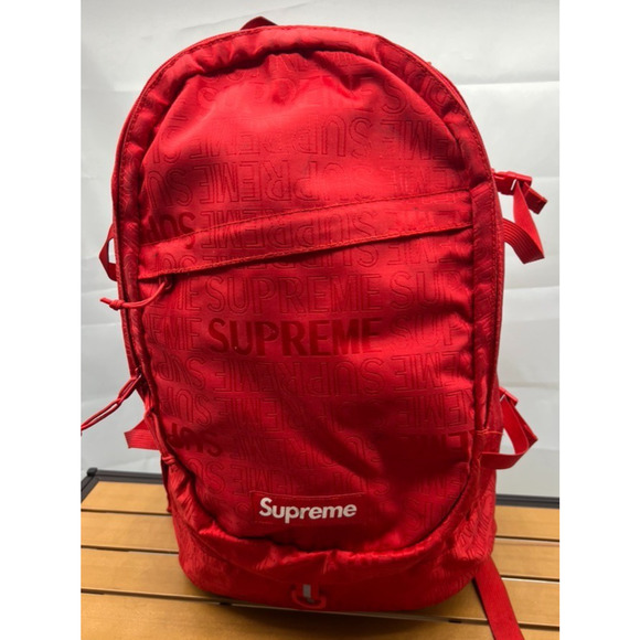 SUPREME NY Nylon Backpack Logo Pattern RED S/S 2019 - Picture 2 of 9